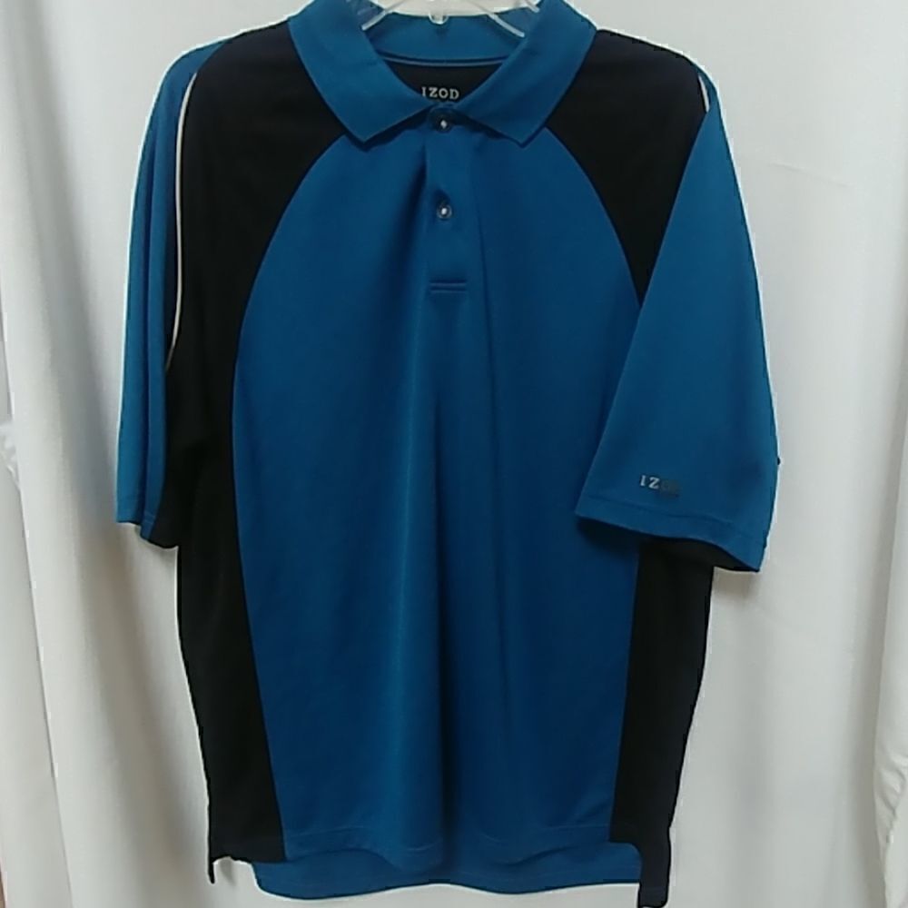 Izod Cool FX Polo Golf Shirt Blue- L